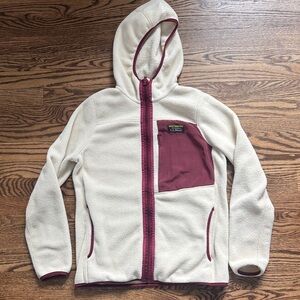 L.L. Bean Off-White and Maroon Fleece Hoodie